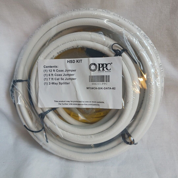 NEW! Spectrum PPC HSD Kit - 12' & 6' Coax, 7' Cat 5e, 2-Way Splitter, 606211-PPC - Picture 1 of 5
